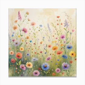 Vibrant Multicolored Wildflowers Varying I 01 Canvas Print