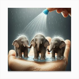 Elephants In The Rain 4 Canvas Print