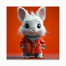 Rabbit In Red Jacket Canvas Print