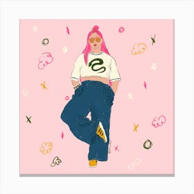 Girl With Pink Hair Canvas Print