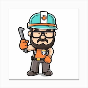 Cartoon Construction Worker 1 Canvas Print