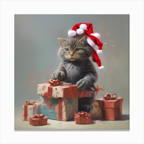 Santa Cat Canvas Print