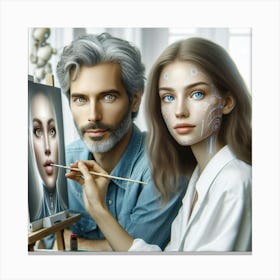 Portrait Of Man And Woman Canvas Print