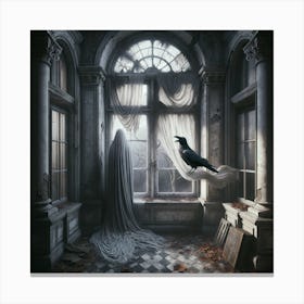 Crow In The Window Canvas Print