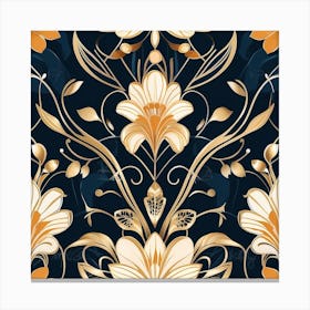 Gold Floral Pattern Canvas Print