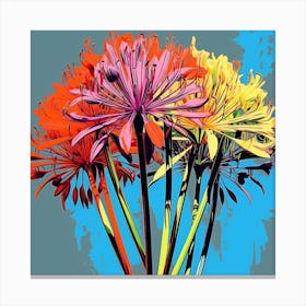 Andy Warhol Style Pop Art Flowers Agapanthus 3 Square Canvas Print