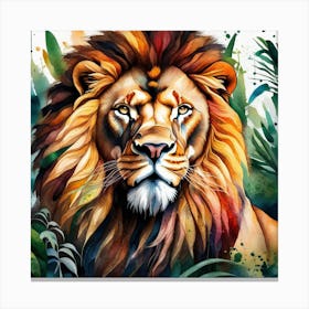 Majestic Lion Watercolour Paintout Canvas Print