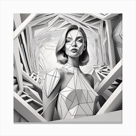 The Elegance Of Line Art Merges With The Chic Charm Of A Human Face Canvas Print