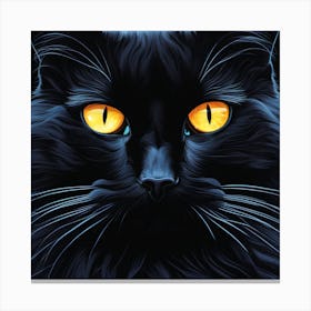 Black Cat With Yellow Eyes Canvas Print