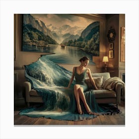 Woman Sitting On A Couch 2 Canvas Print