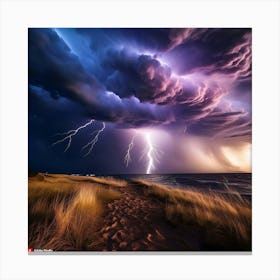 Lightning Storm Over Lake Michigan Canvas Print