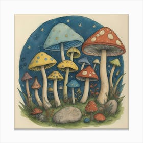 Mushrooms In The Night Canvas Print