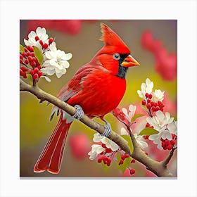 Cardinal Perched On A Branch 1 Canvas Print