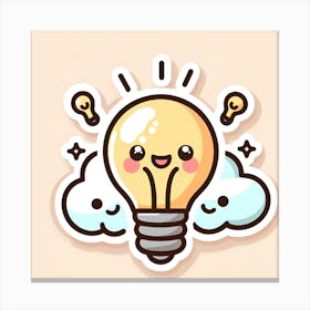 Kawaii Light Bulb Canvas Print