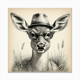 Deer In Glasses Canvas Print