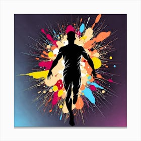 Silhouette Of A Man Running Canvas Print