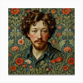 Portrait Of A Man With Flowers Canvas Print