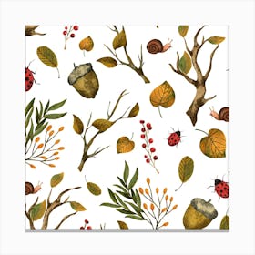 Autumn Leaves Seamless Pattern Canvas Print