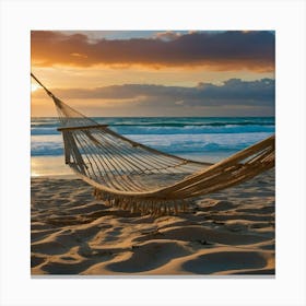 Hammock On The Beach Canvas Print