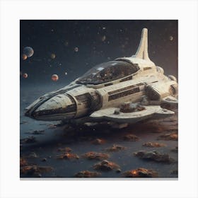 Spaceship In Space Canvas Print