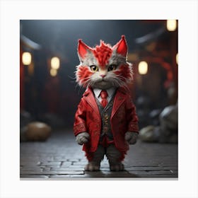 Cat In Red Suit Canvas Print