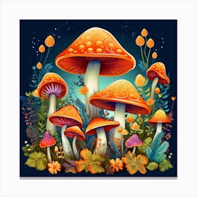 Mushrooms In The Forest 78 Canvas Print