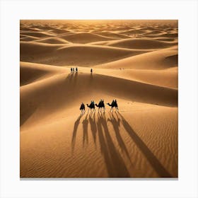 2 Desert Nomads An Evocative Image Of Desert Nomads Traveling On Camels Through Vast Sand Dunes With 535786506 Canvas Print