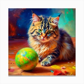 Cat With A Ball Canvas Print