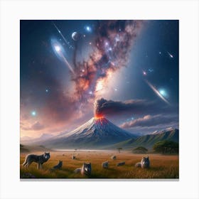 Wolf Galaxy Volcano Canvas Print