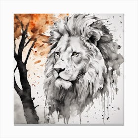 Lion In Watercolor Canvas Print