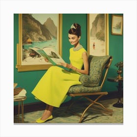 Audrey Hepburn Reads A Book Canvas Print