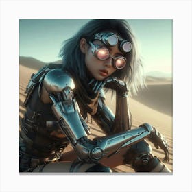 Robot Girl In The Desert Canvas Print