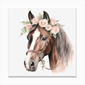 Horse With Flowers 2 Canvas Print