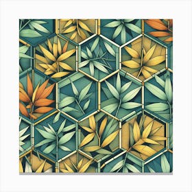 Geometric Art Bamboo leafs 3 Canvas Print