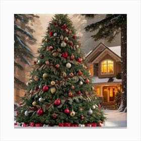 Christmas Tree In The Snow 2 Canvas Print