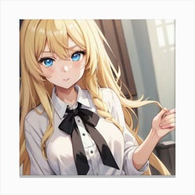 Anime School Girl By Window Canvas Print