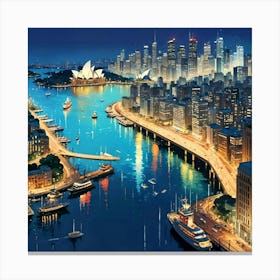 Sydney At Night Canvas Print