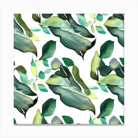 Watercolor Leaves On A White Background Canvas Print