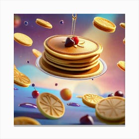 Pancakes go flying in the sky Canvas Print