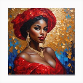 African Woman In Red Canvas Print