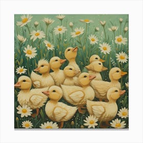 Ducklings Fairycore Painting 3 Canvas Print