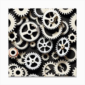 Gears On A Black Background 25 Canvas Print