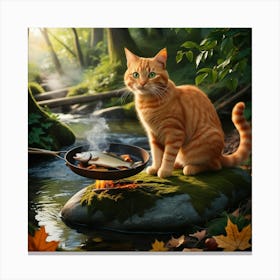 Leonardo Phoenix 09 A Vibrant Orange Tabby Cat With Bright Gre 2 Canvas Print