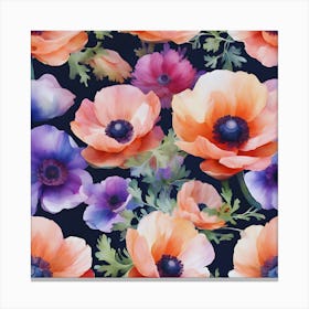 Watercolor Floral Pattern Canvas Print