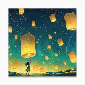 Flying Lanterns Canvas Print