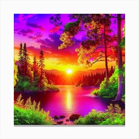 Sunset In The Forest 12 Canvas Print