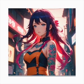 Anime Girl With Tattoos Canvas Print