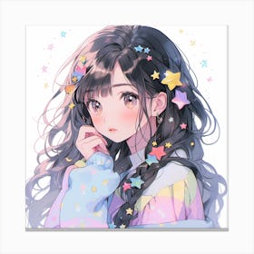 Anime Girl With Stars Canvas Print