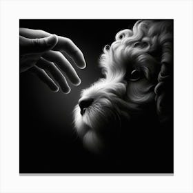 Black And White Portrait Of A Dog Canvas Print