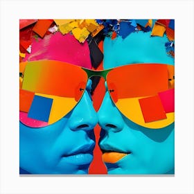 Two Gay .Men Wearing Colorful Sunglasses Canvas Print